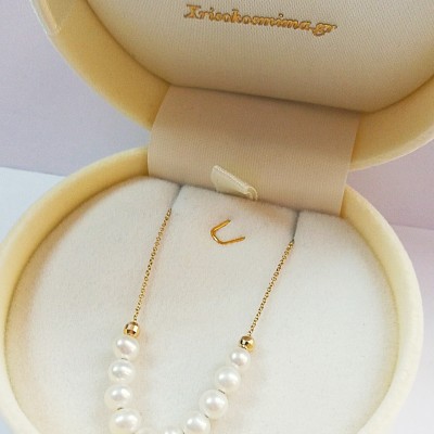 Χρυσό κολιέ Κ14 με μαργαριτάρια