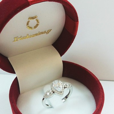 Λευκόχρυσο δαχτυλίδι Κ14 με ζιργκόν