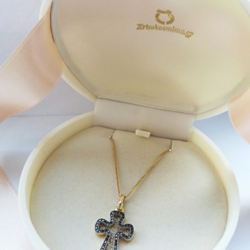 Χρυσός σταυρός fashion Κ14 με αλυσίδα