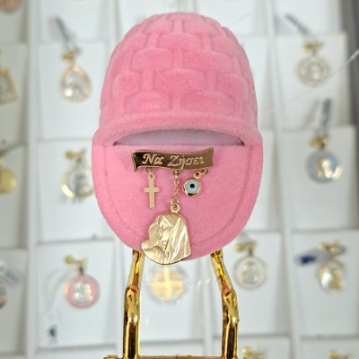 Χρυσή παιδική παραμάνα Κ9 με φυλαχτό