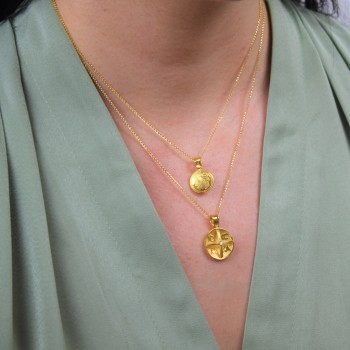 Χρυσό κωνσταντινάτο φυλαχτό Κ14 με αλυσίδα