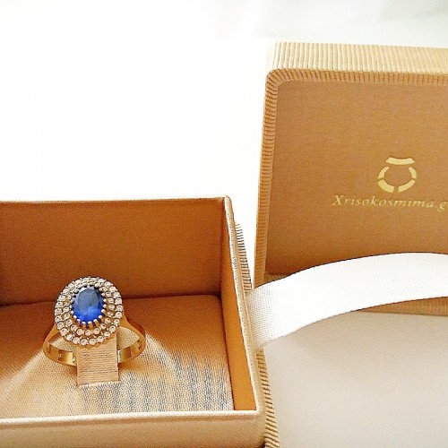 Χρυσό δαχτυλίδι Κ14 με ζιργκόν