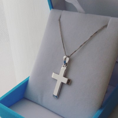 Λευκόχρυσος βαπτιστικός σταυρός Κ14 