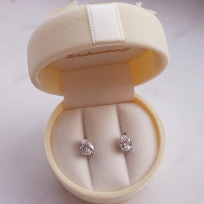 Σκουλαρίκια σταγόνες λευκόχρυσα Κ14 με ζιργκόν