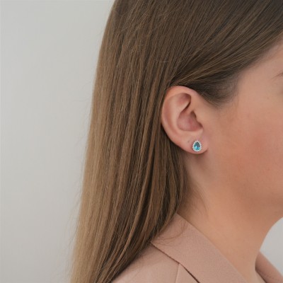 Λευκόχρυσα σκουλαρίκια σταγόνες Κ14 με ζιργκόν