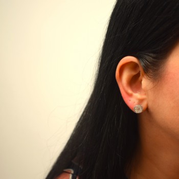 Λευκόχρυσα σκουλαρίκια cushion Κ14 με ζιργκόν