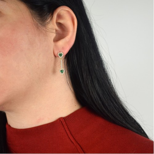 Χρυσά κρεμαστά σκουλαρίκια καρδιές Κ14