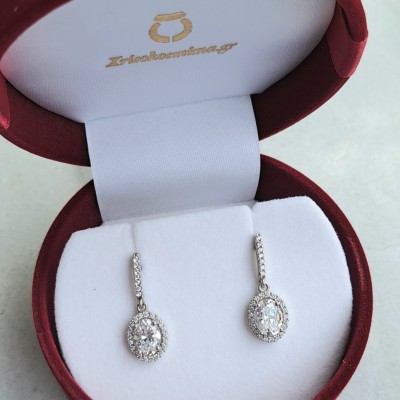 Λευκόχρυσα κρεμαστά νυφικά σκουλαρίκια Κ14