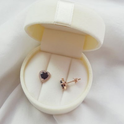 Σκουλαρίκια καρδιές από ροζ χρυσό Κ14