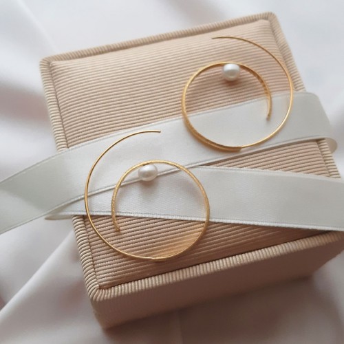 Χρυσά χειροποίητα σκουλαρίκια κρίκοι Κ14