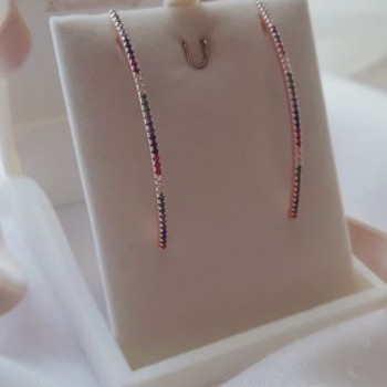 Ασημένια σκουλαρίκια 925 σε ροζ χρώμα