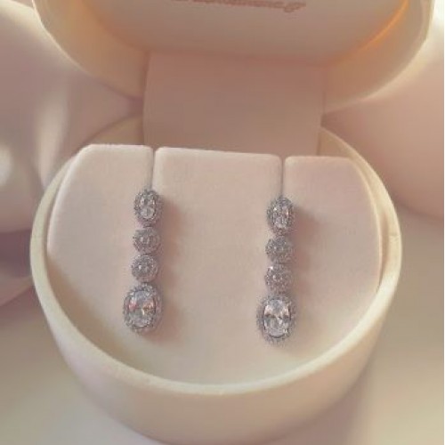 Λευκόχρυσα σκουλαρίκια Κ14 με ζιργκόν