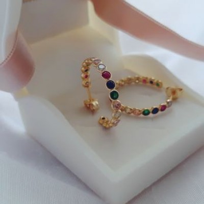 Ασημένια επιχρυσωμένα σκουλαρίκια κρίκοι 925