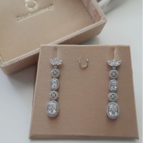 Λευκόχρυσα σκουλαρίκια Κ14 με ζιργκόν