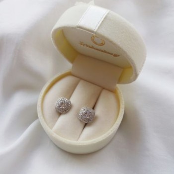 Λευκόχρυσα σκουλαρίκια Κ14 με ζιργκόν