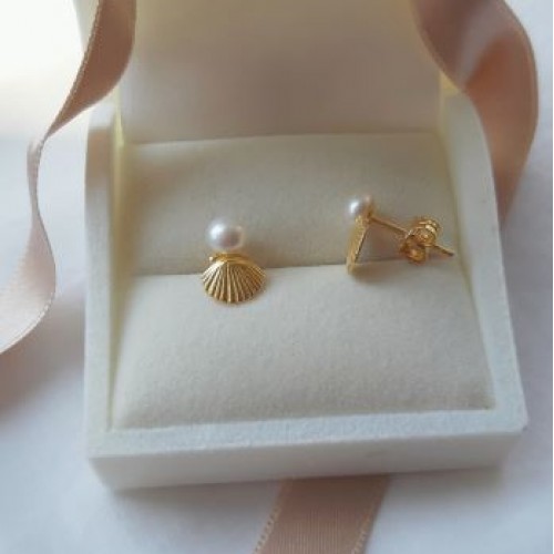 Ασημένια επιχρυσωμένα σκουλαρίκια κοχύλια 925