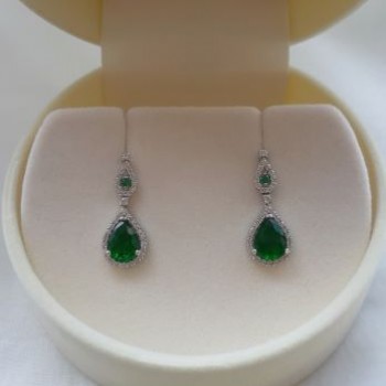 Λευκόχρυσα σκουλαρίκια Κ14 με ζιργκόν