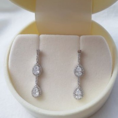 Λευκόχρυσα σκουλαρίκια Κ14 με ζιργκόν