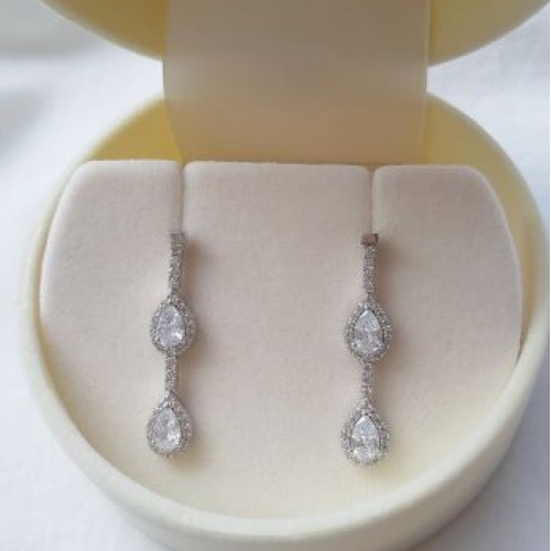 Λευκόχρυσα σκουλαρίκια Κ14 με ζιργκόν