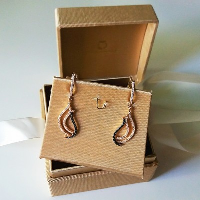 Σκουλαρίκια από ροζ χρυσό Κ14 με ζιργκόν