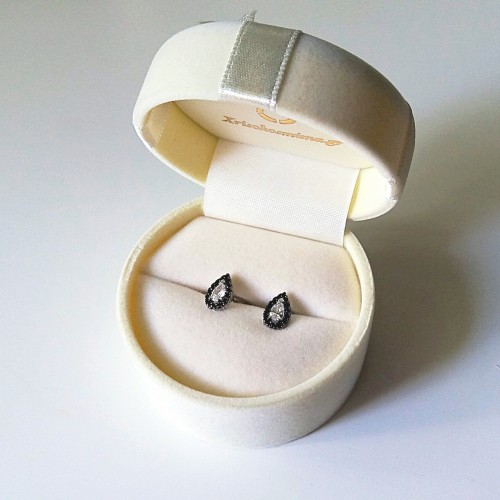 Λευκόχρυσα σκουλαρίκια σταγόνες Κ14 με ζιργκόν