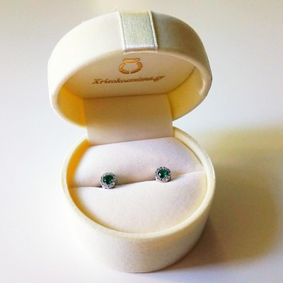 Λευκόχρυσα σκουλαρίκια Κ14 με ζιργκόν