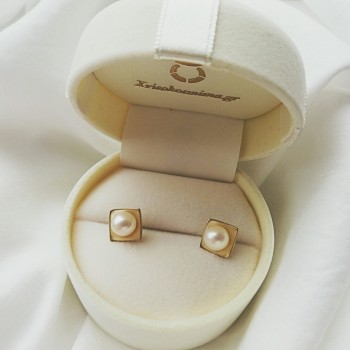 Χρυσά σκουλαρίκια Κ14 με μαργαριτάρια