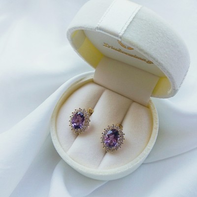 Χρυσά σκουλαρίκια  ροζετες  Κ14 με ζιργκόν