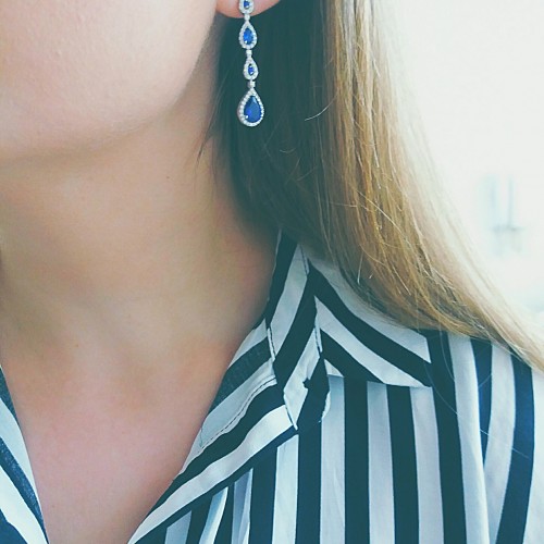 Λευκόχρυσα κρεμαστά σκουλαρίκια Κ14