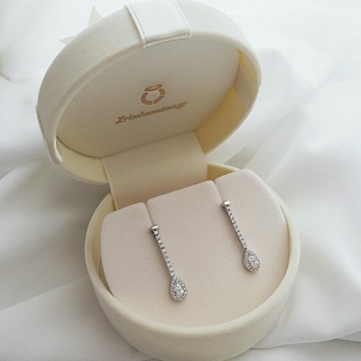 Λευκόχρυσα σκουλαρίκια Κ14 με ζιργκόν