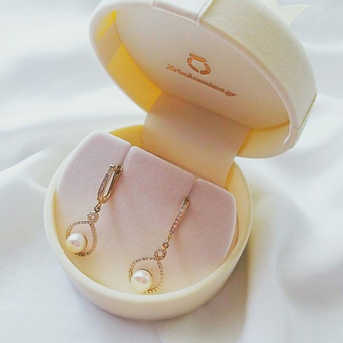 Χρυσά σκουλαρίκια Κ14 με μαργαριτάρια