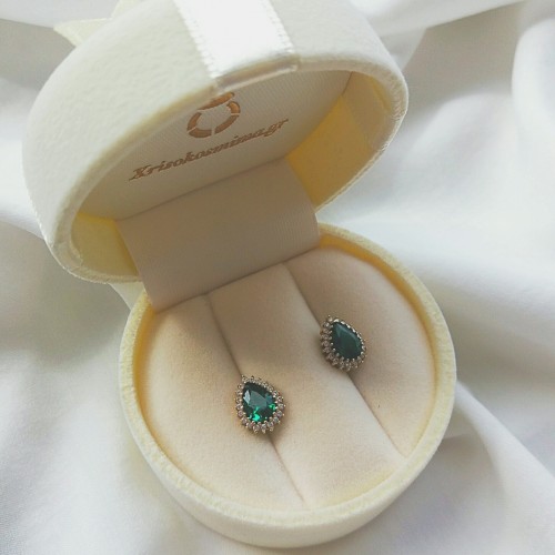 Χρυσά σκουλαρίκια σταγόνες Κ14 με ζιργκόν