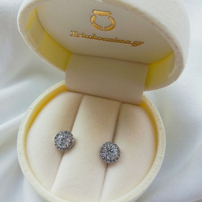 Λευκόχρυσα σκουλαρίκια Κ14 με ζιργκόν