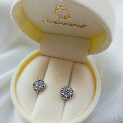 Λευκόχρυσα σκουλαρίκια Κ14 με ζιργκόν