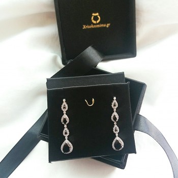 Λευκόχρυσα σκουλαρίκια Κ14 με ζιργκόν