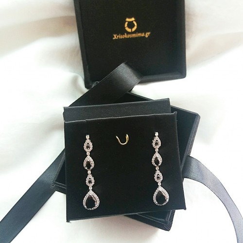 Λευκόχρυσα σκουλαρίκια Κ14 με ζιργκόν