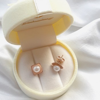 Σκουλαρίκια από ροζ χρυσό Κ14 με μαργαριτάρια