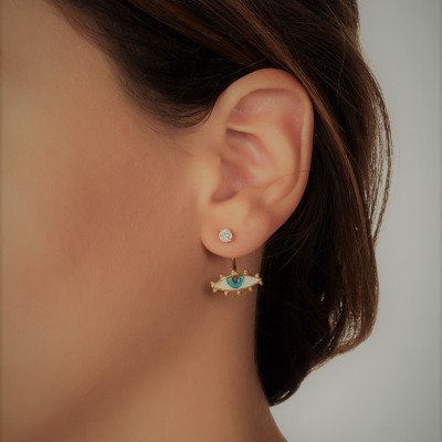 Ασημένια επιχρυσωμένα σκουλαρίκια ear jacket 925