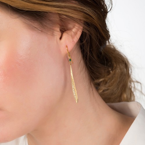 Ασημένια επιχρυσωμένα σκουλαρίκια φύλλα 925