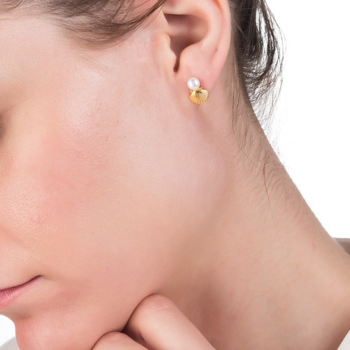 Ασημένια επιχρυσωμένα σκουλαρίκια κοχύλια 925