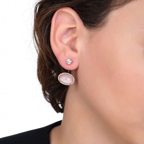 Ασημένια σκουλαρίκια ear jacket 925 σε ροζ χρώμα