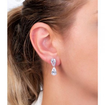 Νυφικά ασημένια σκουλαρίκια σταγόνες 925 με ζιργκόν