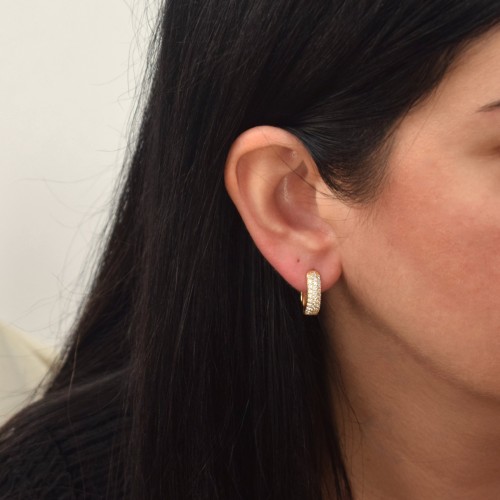 Ασημένια επιχρυσωμένα σκουλαρίκια κρίκοι 925 με ζιργκόν