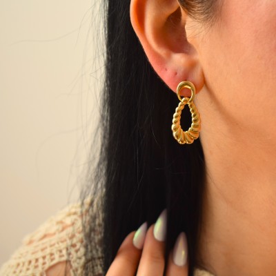 Ασημένια επιχρυσωμένα κρεμαστά σκουλαρίκια 925