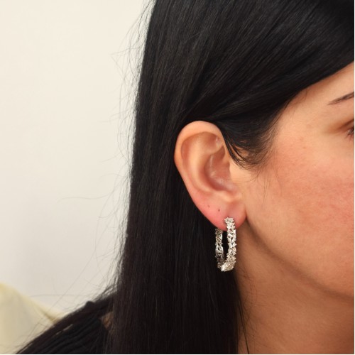 Ασημένια σκουλαρίκια κρίκοι 925 με ζιργκόν