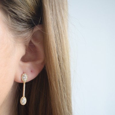 Χρυσά σκουλαρίκια Κ14 με ζιργκόν