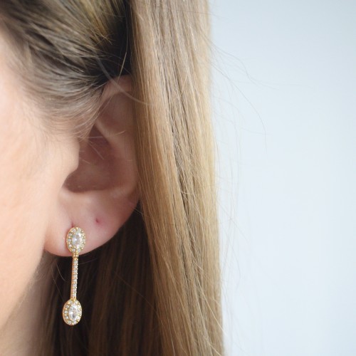 Χρυσά σκουλαρίκια Κ14 με ζιργκόν