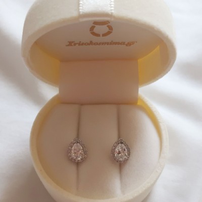 Κλασικά λευκόχρυσα σκουλαρίκια σταγόνες Κ14