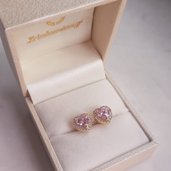 Χρυσά σκουλαρίκια καρδιές Κ14