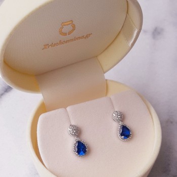 Λευκόχρυσα κρεμαστά σκουλαρίκια σταγόνες Κ14 με ζιργκόν